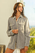 BiBi Button Up Corduroy Shacket for Stylish Layering