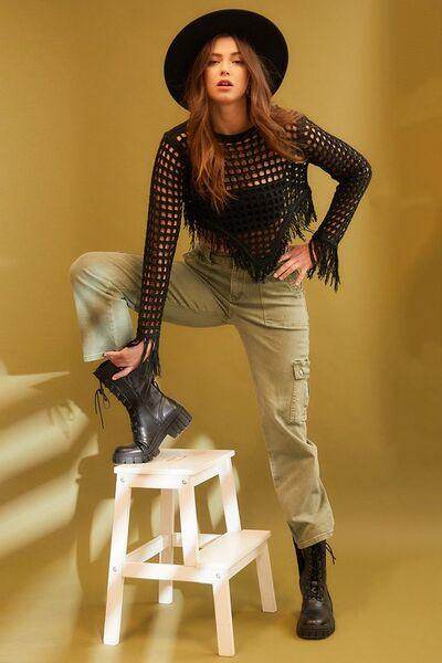 Annie Wear Straight Leg Jeans with Cargo Pockets Style