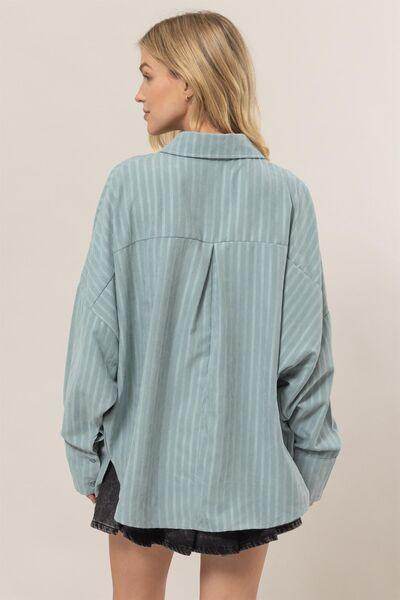 HYFVE Stripe Button Down Long Sleeve Oversized Shirt Chic