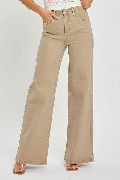 RISEN Full Size Tummy Control High Rise Wide Leg Jeans