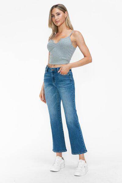 Bytos Full Size Cat's Whiskers Mid Rise Ankle Jeans For Women