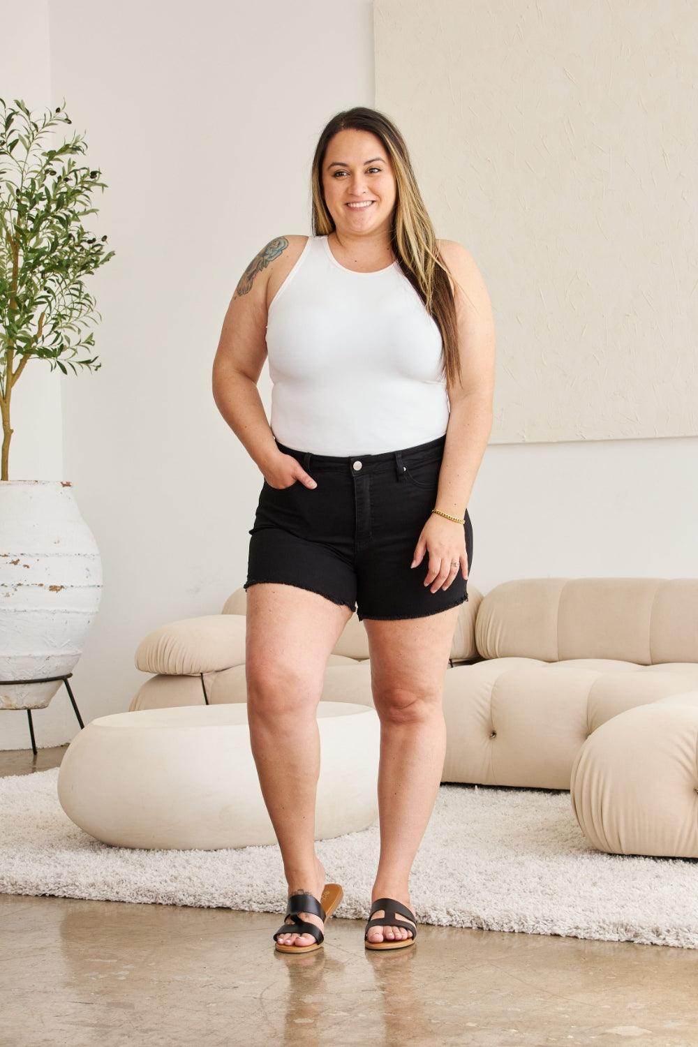 RFM Full Size Tummy Control High Waist Denim Shorts Women