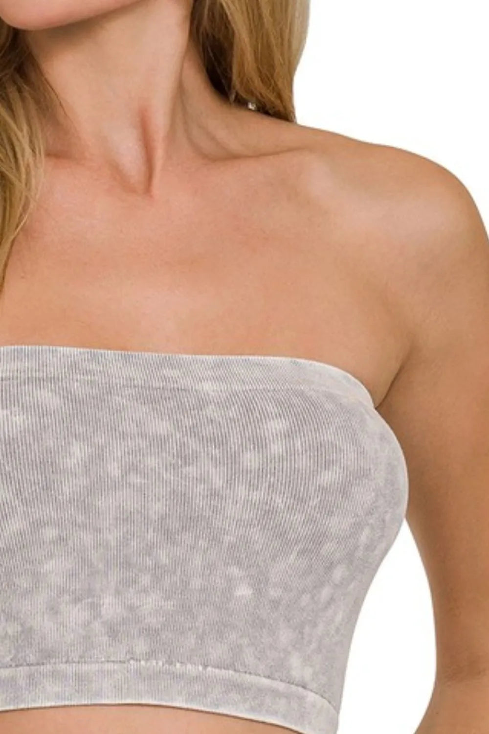 selvanelle Washed Ribbed Seamless Tube Top