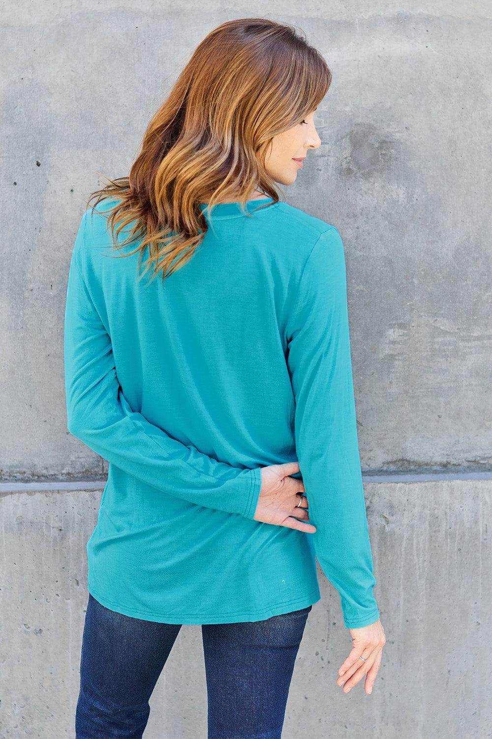 Basic Bae Full Size V-Neck Long Sleeve Top for Women