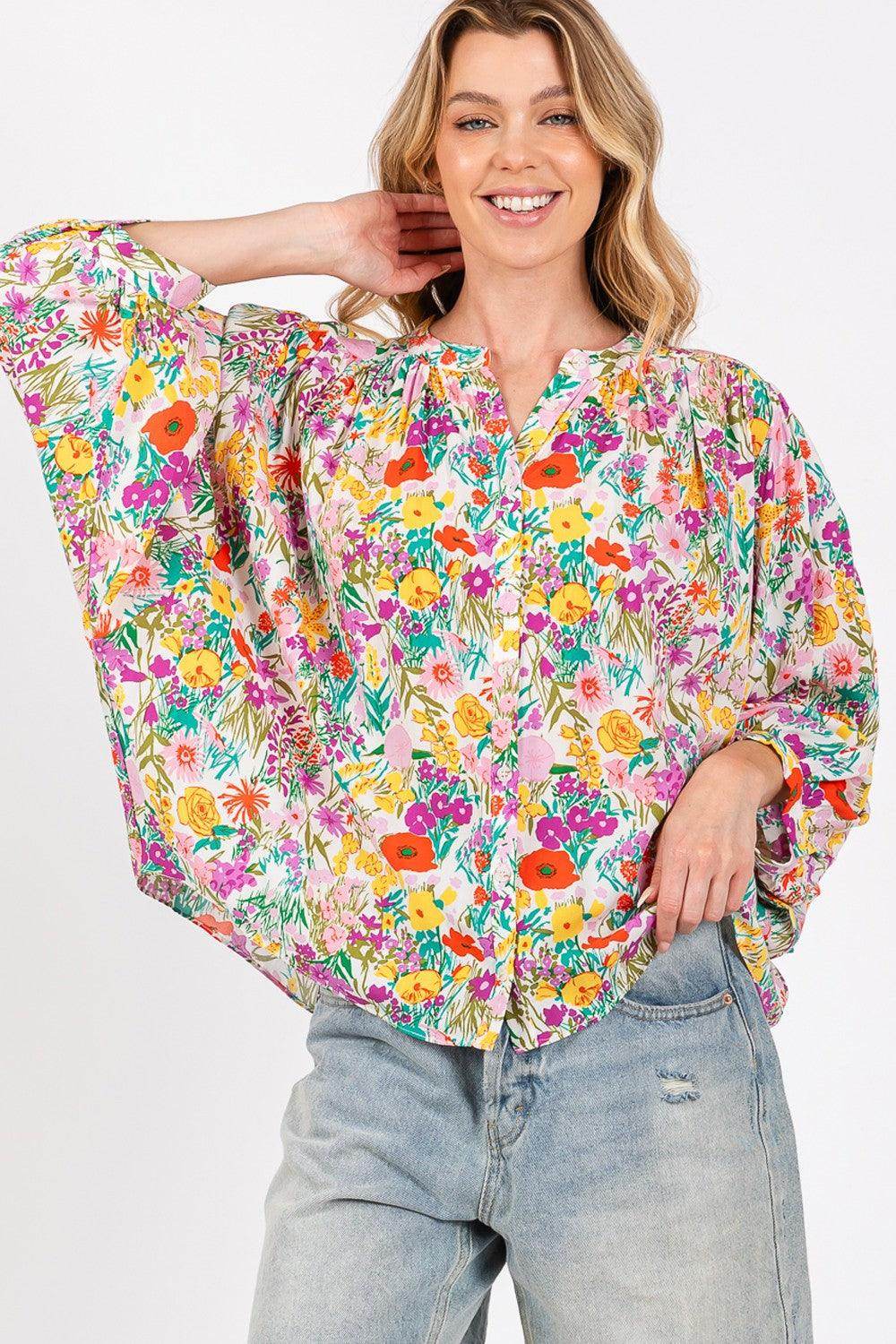 SAGE + FIG Button Down Floral Shirt for Stylish Women