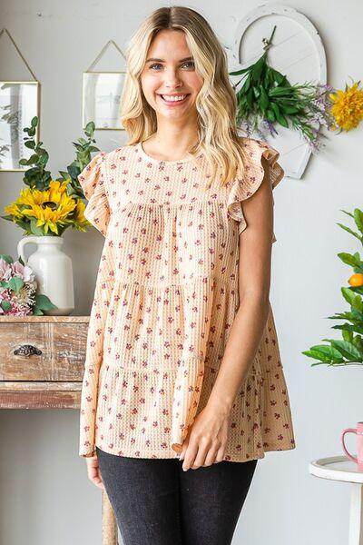 Heimish Full Size Butterfly Short Sleeve Floral Top Plus Size