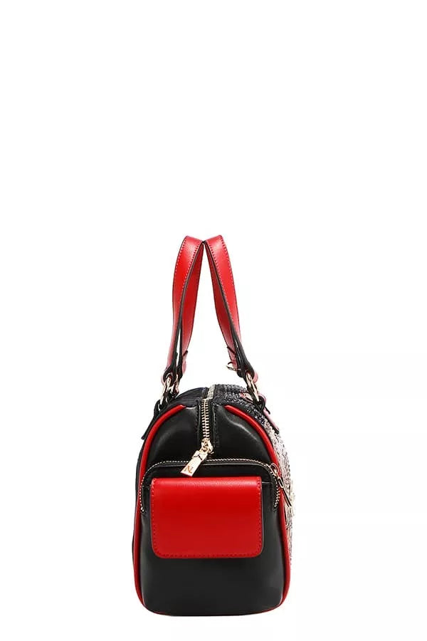 Nicole Lee USA Martha Travels Italy Wide Handbag with Rhinestones