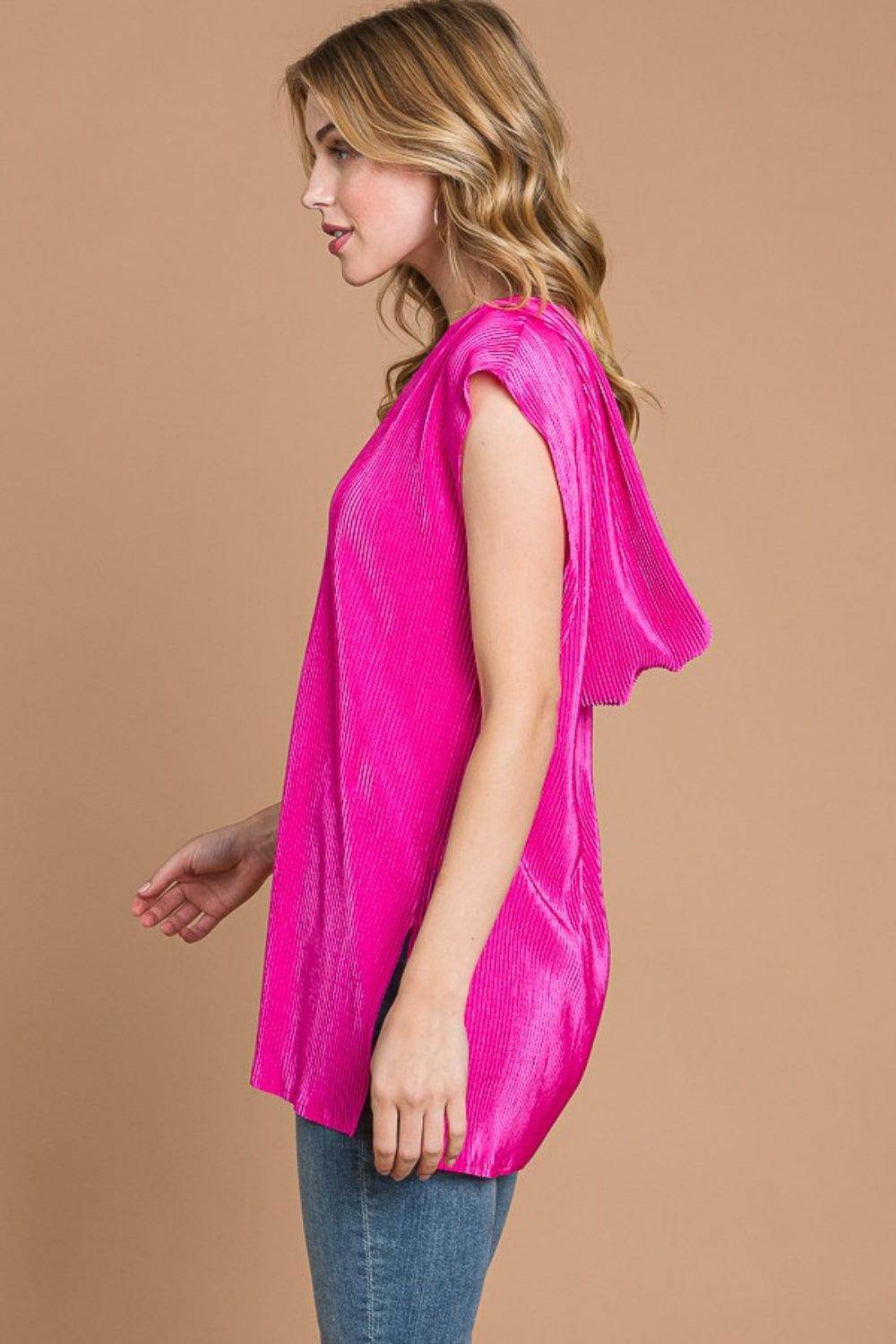 Culture Code Slit Cap Sleeve Hooded Top for Trendy Style
