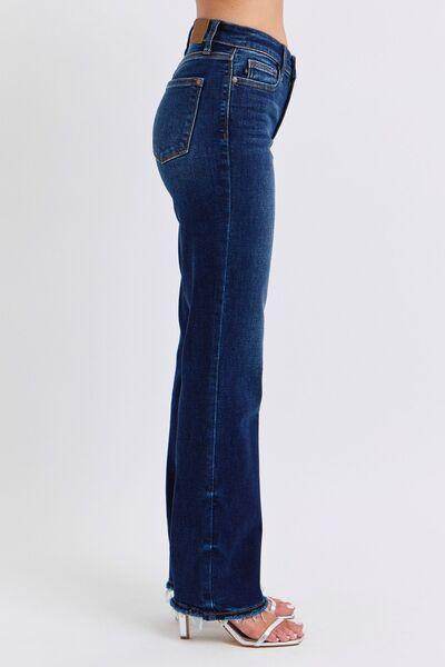 Judy Blue Full Size Raw Hem Straight Leg Jeans for Women