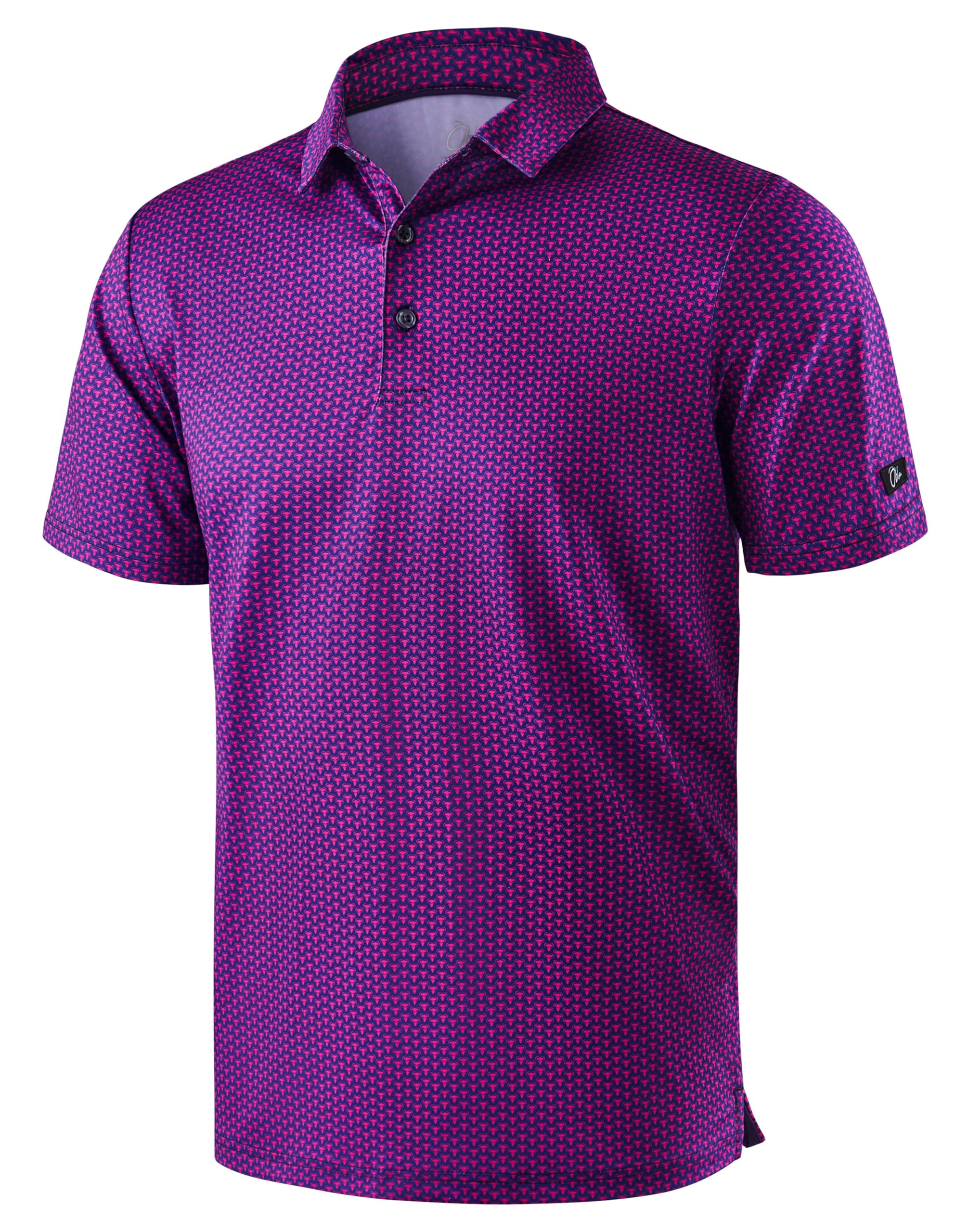 Obla Men's Golf Polo Shirts Print Short Sleeve Dry Fit Collared Shirt | Moisture Wicking, Performance, Lightweight, Casual, Polo Shirts for Men