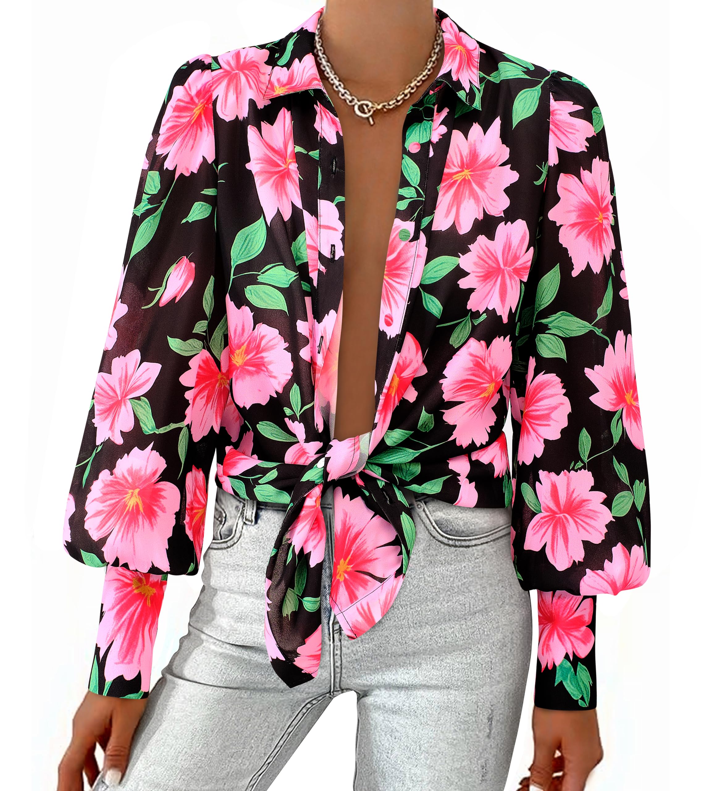 BTFBM Blouses for Women Dressy Casual Long Sleeve Shirts | Lapel V Neck Button Down Shirt, Boho Tops, Disco Outfits, Business Casual Blouse, Fashion Clothing, Summer Fall Clothes 2026