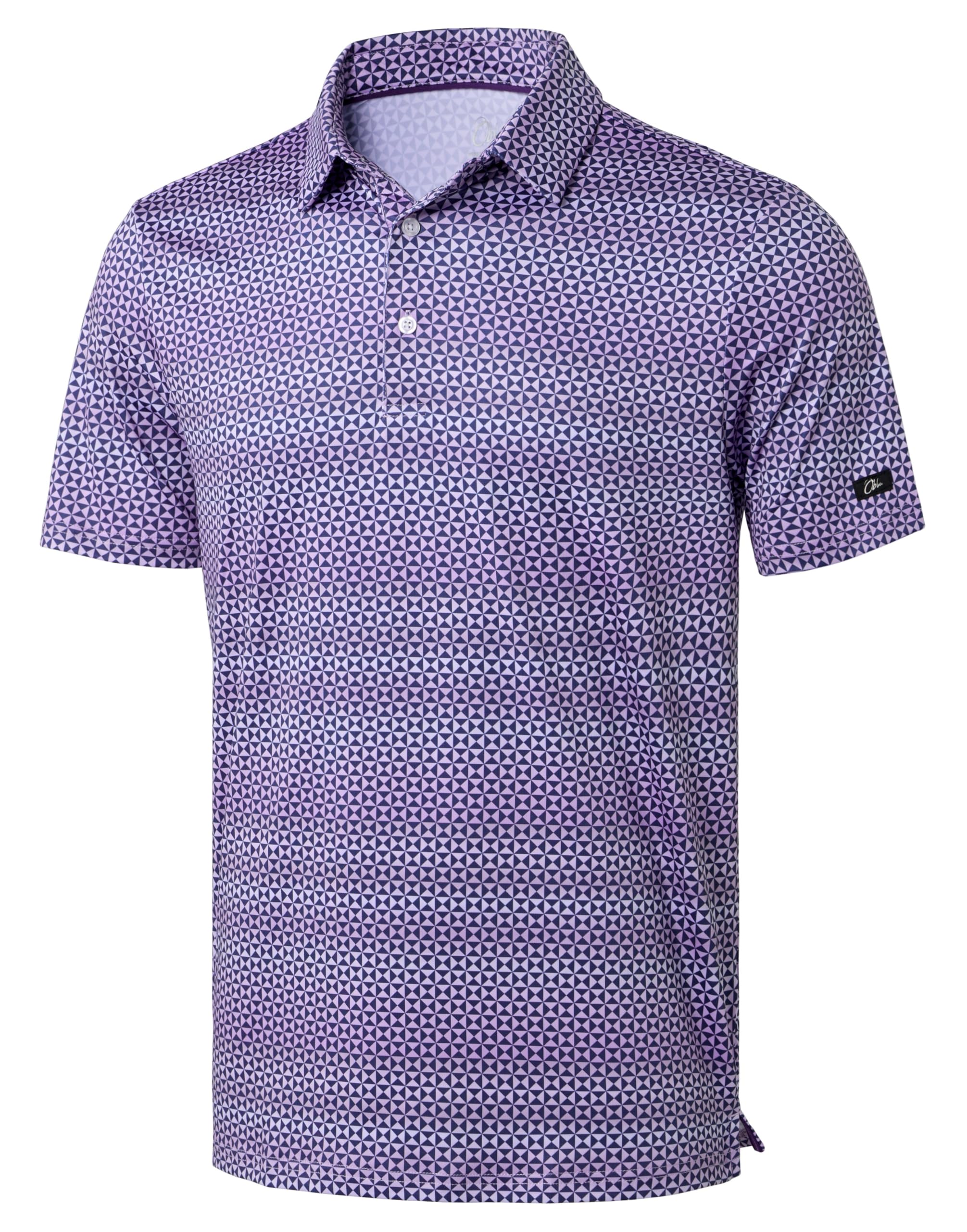 Obla Men's Golf Polo Shirts Print Short Sleeve Dry Fit Collared Shirt | Moisture Wicking, Performance, Lightweight, Casual, Polo Shirts for Men