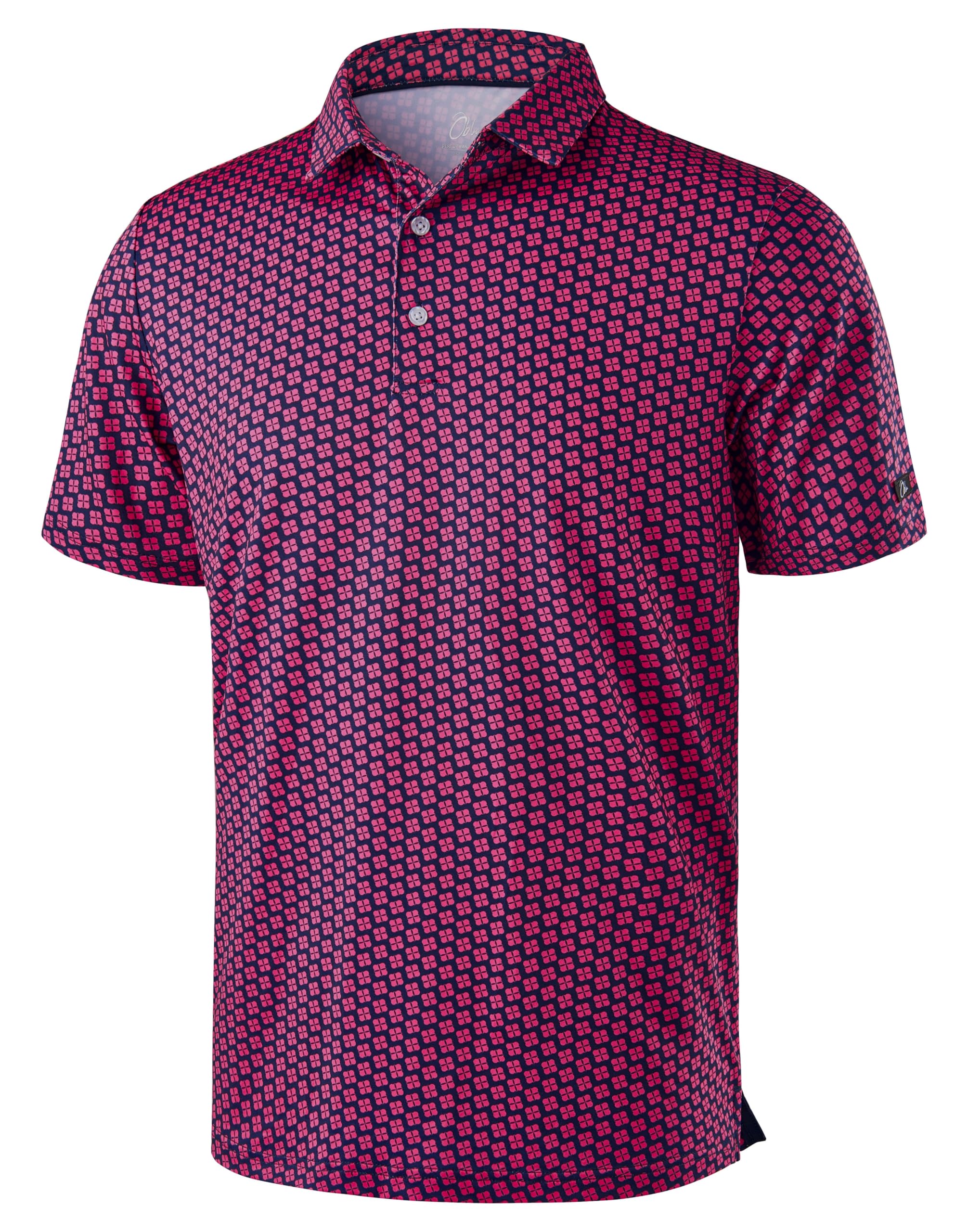Obla Men's Golf Polo Shirts Print Short Sleeve Dry Fit Collared Shirt | Moisture Wicking, Performance, Lightweight, Casual, Polo Shirts for Men