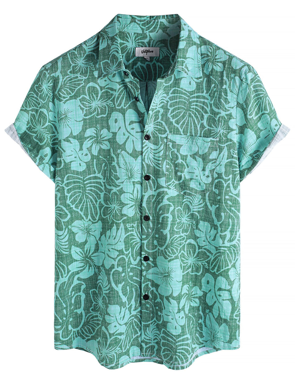 VATPAVE Mens Hawaiian Shirts Casual Summer Short Sleeve Button Down Shirts | Beach, Floral, Front Pocket, Cotton, Tropical, Vacation, Vintage, Printed, Cruise, Collared, Aloha, Party, Reverse Fabric