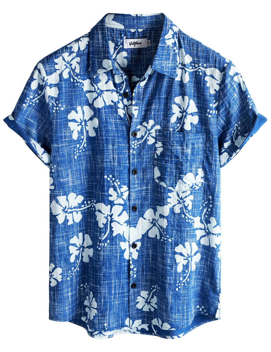 VATPAVE Mens Hawaiian Shirts Casual Summer Short Sleeve Button Down Shirts | Beach, Floral, Front Pocket, Cotton, Tropical, Vacation, Vintage, Printed, Cruise, Collared, Aloha, Party, Reverse Fabric