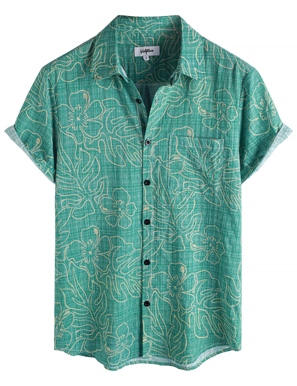 VATPAVE Mens Hawaiian Shirts Casual Summer Short Sleeve Button Down Shirts | Beach, Floral, Front Pocket, Cotton, Tropical, Vacation, Vintage, Printed, Cruise, Collared, Aloha, Party, Reverse Fabric