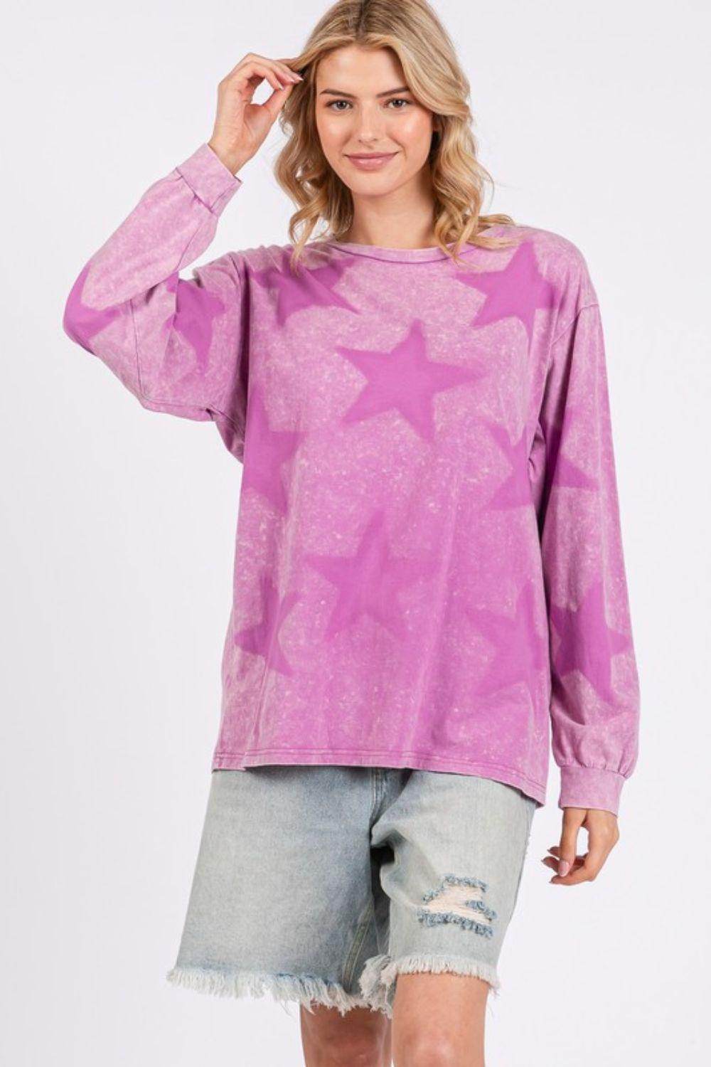 SAGE + FIG Mineral Wash Star Pattern T-Shirt for Women