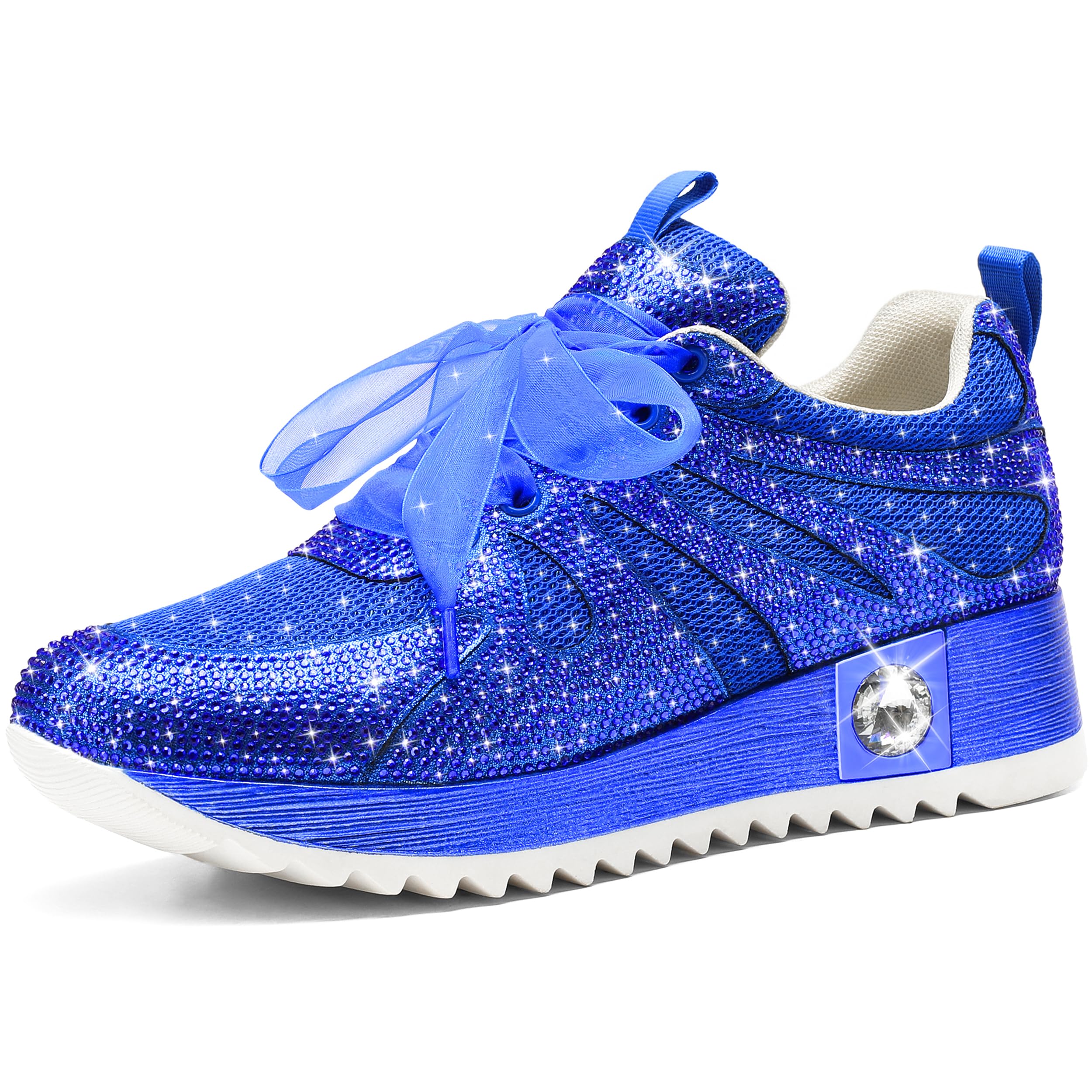 FINDVELL Women's Fashion Glitter Sneakers Platform Wedge Shoes Sparkly Rhinestone High Top Sneakers Trendy Sequin Shoes Wedding Bride Dress