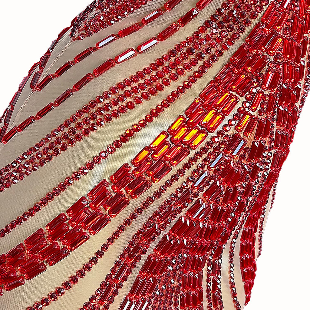 Women Rhinestones Short Prom Dress Nightclub Dancer Party Gowms Stage Performance Costume