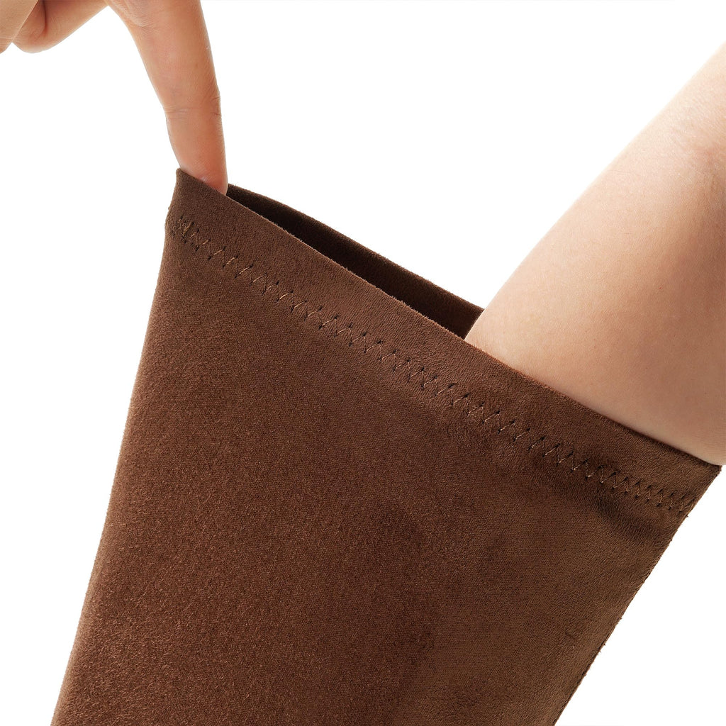 LanreyTaley Elastic Women Knee High Boots Platform Chunky Heel Tall Boots Suede Dress Boots Side Zipper Stretch Boots Fall
