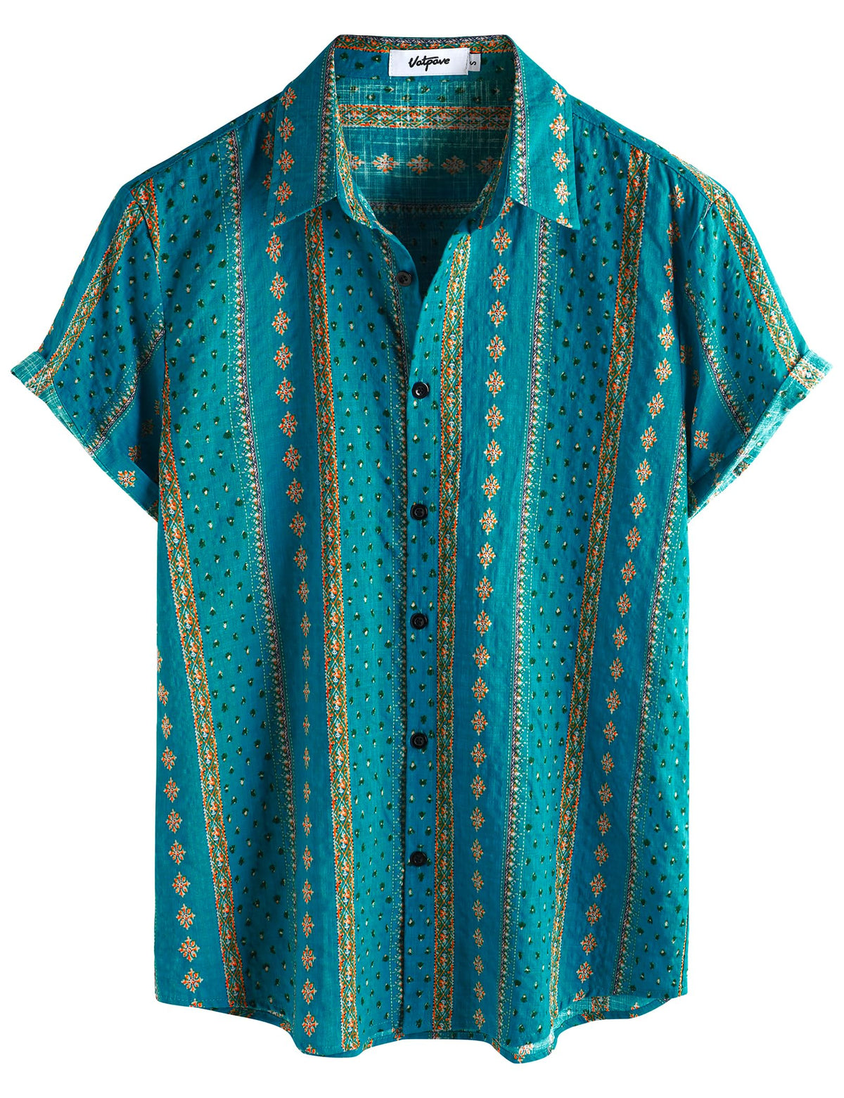 VATPAVE Mens Casual Hawaiian Shirt Short Sleeve Button Down Beach Shirts | Travel, Floral, Print, Vintage, Boho, Hippie, Lightweight, Breathable, Summer, Tropical, Vacation, Festival, Rave, Resort