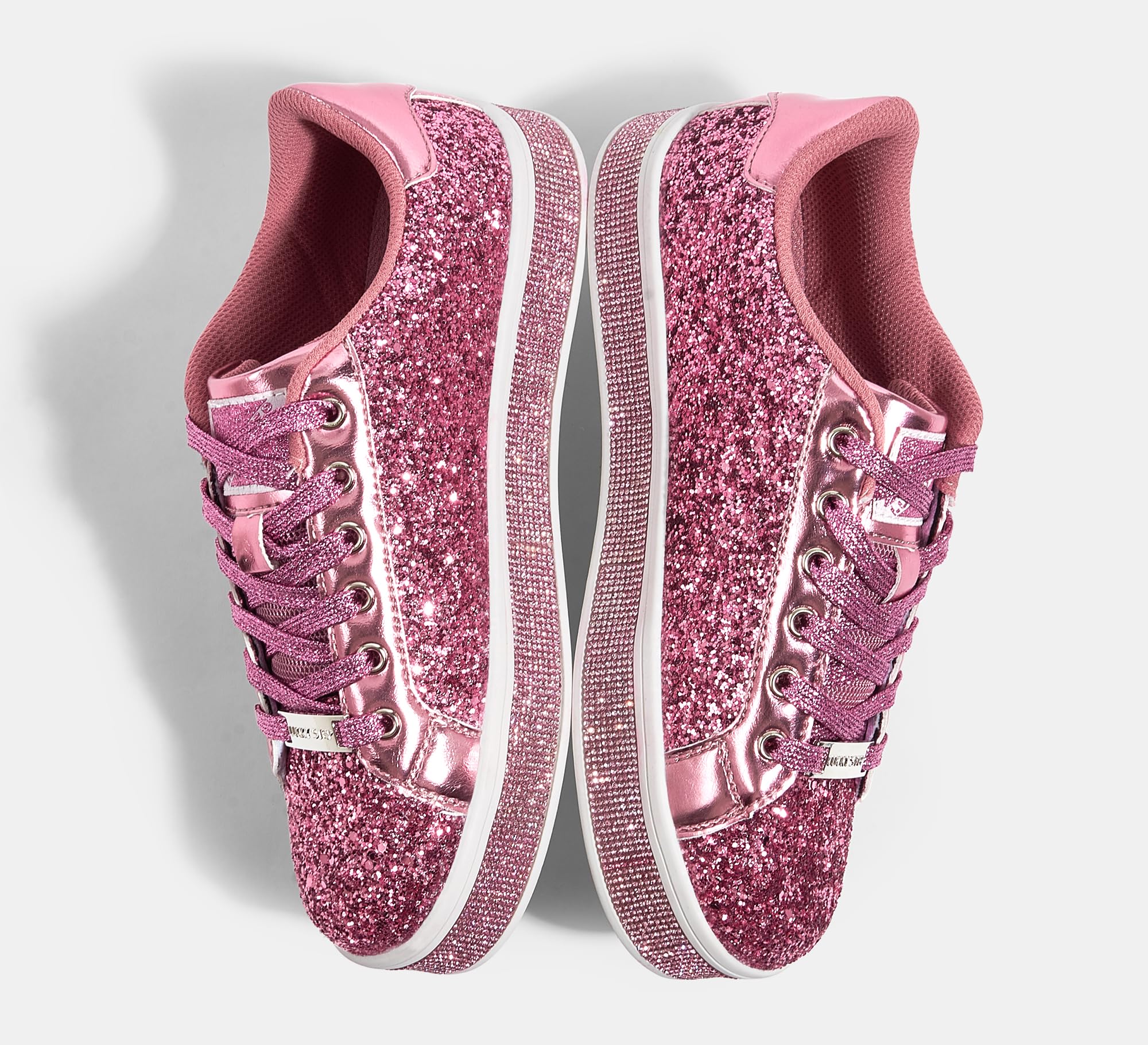 LUCKY STEP Women's Platform Sparkly Glitter Sneakers | Bling Shiny Dressy Bedazzled Wedding Bridal Fashion Walking Shoes