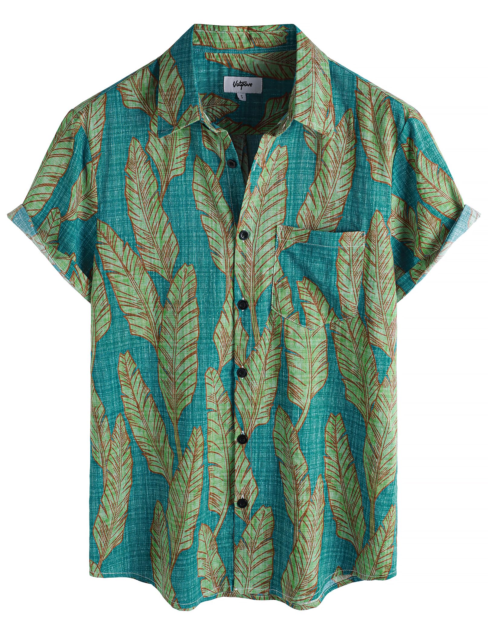 VATPAVE Mens Hawaiian Shirts Casual Summer Short Sleeve Button Down Shirts | Beach, Floral, Front Pocket, Cotton, Tropical, Vacation, Vintage, Printed, Cruise, Collared, Aloha, Party, Reverse Fabric