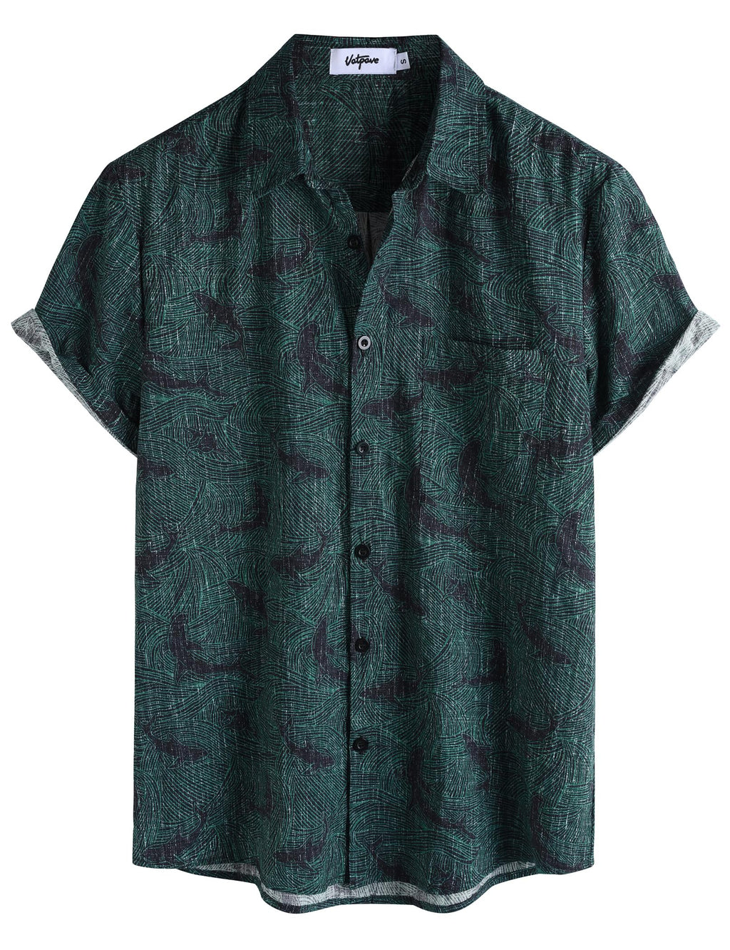 VATPAVE Mens Hawaiian Shirts Casual Summer Short Sleeve Button Down Shirts | Beach, Floral, Front Pocket, Cotton, Tropical, Vacation, Vintage, Printed, Cruise, Collared, Aloha, Party, Reverse Fabric