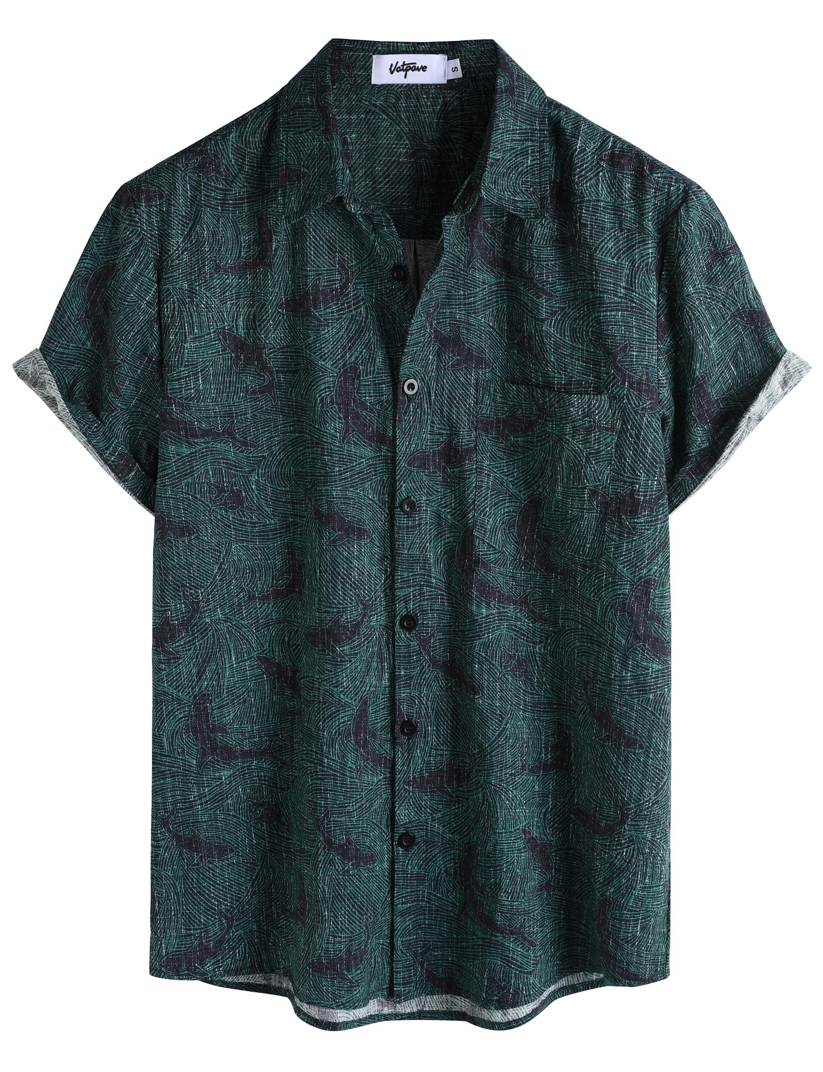 VATPAVE Mens Hawaiian Shirts Casual Summer Short Sleeve Button Down Shirts | Beach, Floral, Front Pocket, Cotton, Tropical, Vacation, Vintage, Printed, Cruise, Collared, Aloha, Party, Reverse Fabric