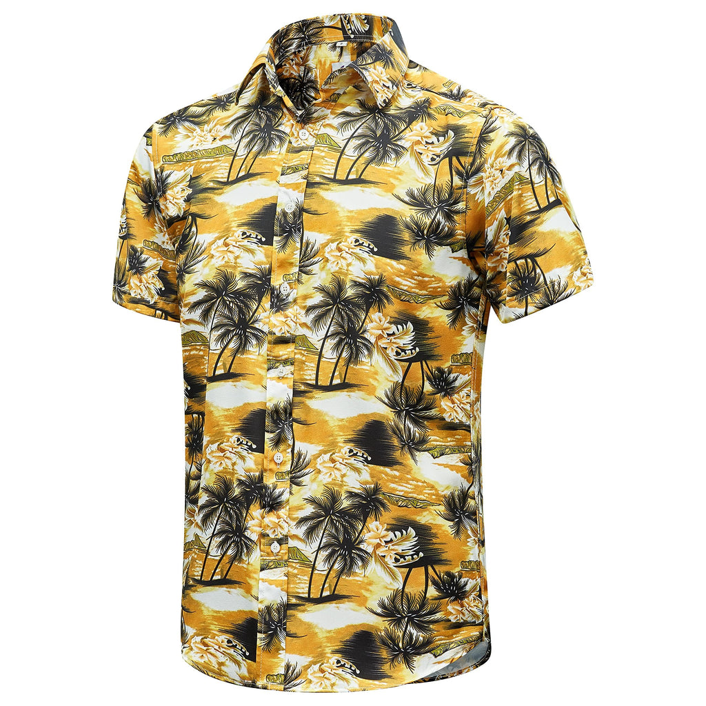 EUOW Men's Hawaiian Shirt Short Sleeve Printed Button Down Beach Shirts