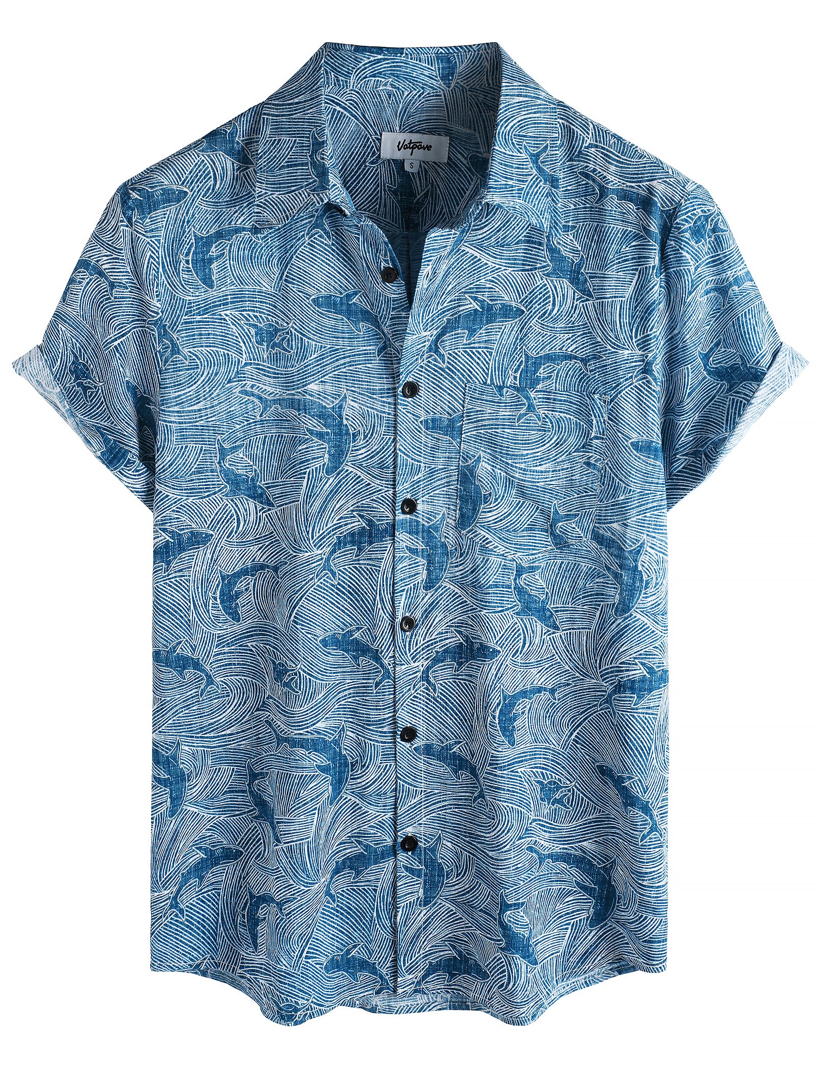 VATPAVE Mens Hawaiian Shirts Casual Summer Short Sleeve Button Down Shirts | Beach, Floral, Front Pocket, Cotton, Tropical, Vacation, Vintage, Printed, Cruise, Collared, Aloha, Party, Reverse Fabric