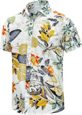 EUOW Men's Hawaiian Shirt Short Sleeve Printed Button Down Beach Shirts