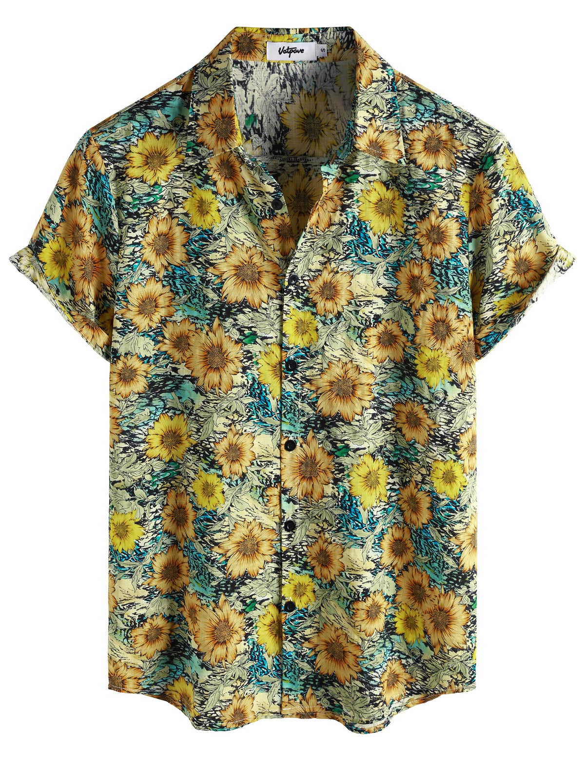 VATPAVE Mens Casual Hawaiian Shirt Short Sleeve Button Down Beach Shirts | Travel, Floral, Print, Vintage, Boho, Hippie, Lightweight, Breathable, Summer, Tropical, Vacation, Festival, Rave, Resort