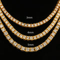 mens gold  Rhinestone Row Tennis Chain necklace