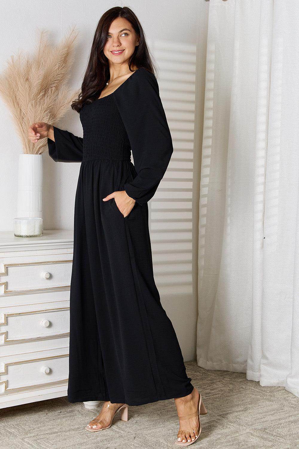 Double Take Square Neck Jumpsuit with Pockets for Women