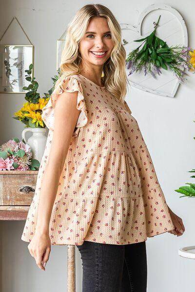 Heimish Full Size Butterfly Short Sleeve Floral Top Plus Size