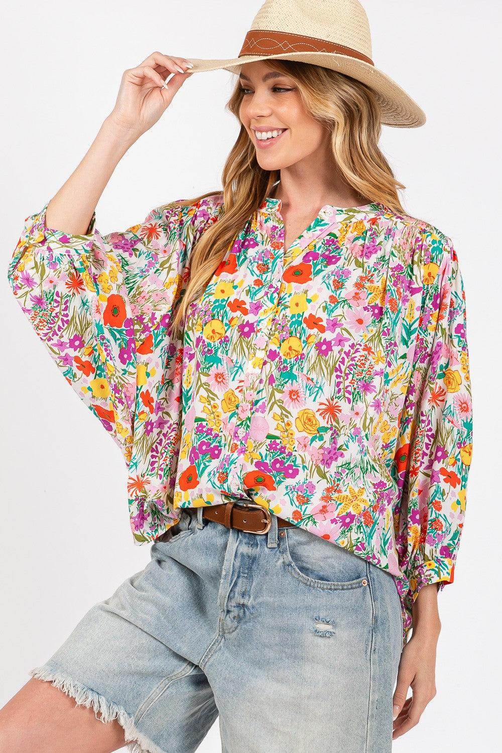 SAGE + FIG Button Down Floral Shirt for Stylish Women
