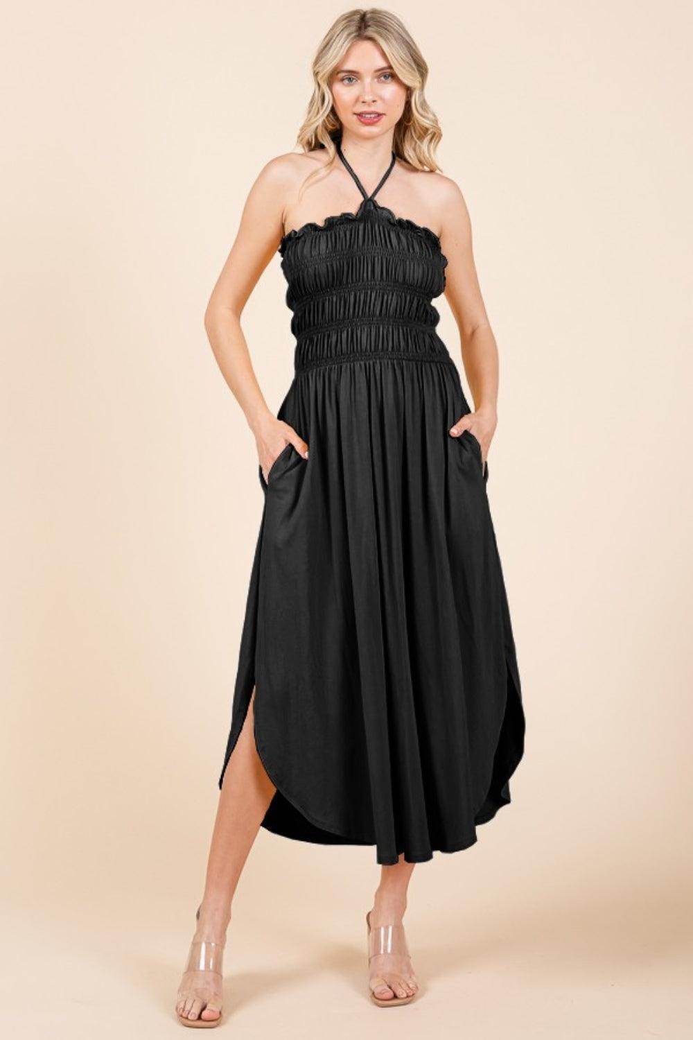 Culture Code Tie Back Shirring Dress with Pockets Style
