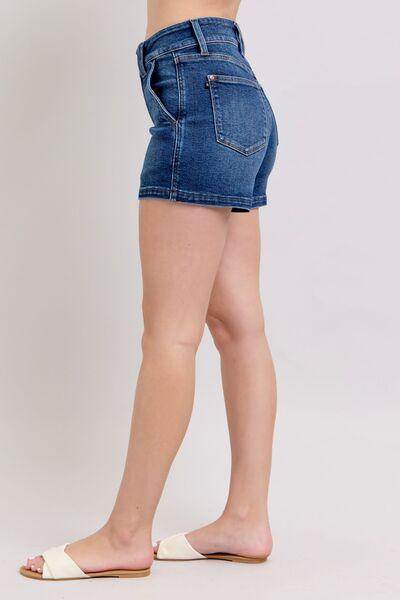 Judy Blue Full Size Double Button Waistband Denim Shorts Plus Size