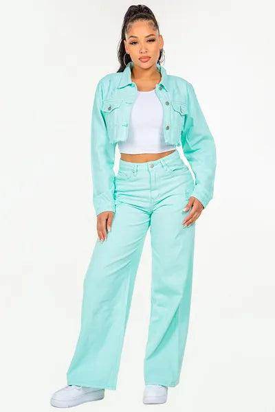 American Bazi High Waist Distressed Wide Leg Jeans Women
