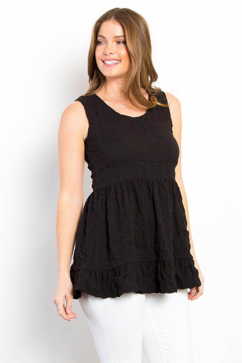 Be Stage Ruffled Sleeveless Babydoll Top for Summer Style