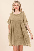 Culture Code Full Size Short Sleeve Babydoll Dress With Pockets