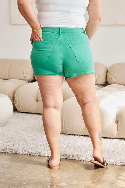 RFM Tummy Control High Waist Raw Hem Denim Shorts for Women