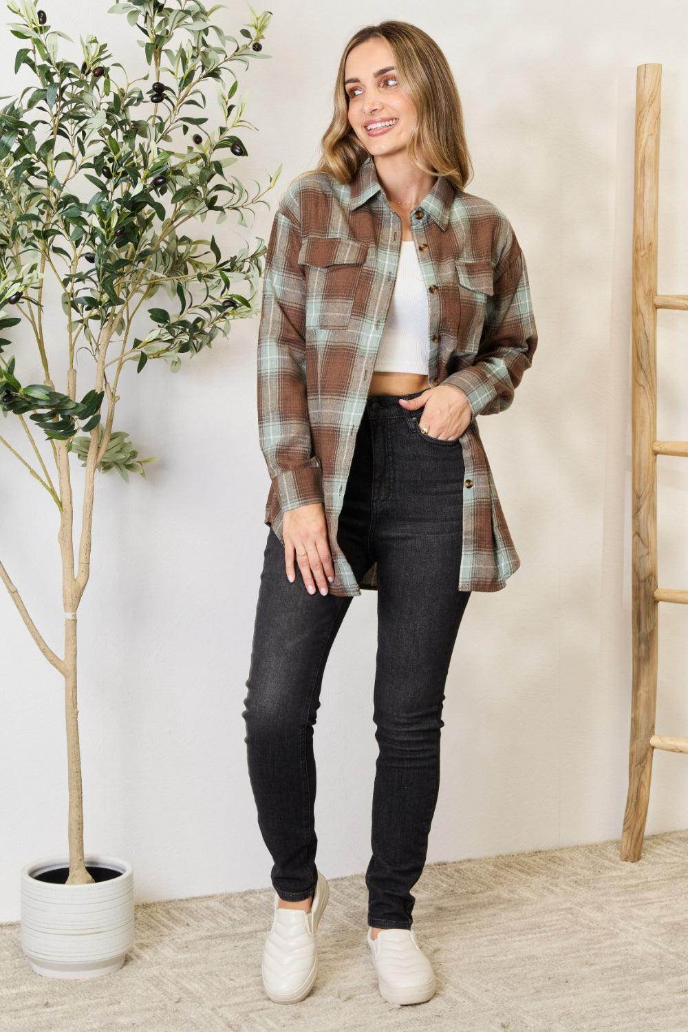 Mandy Plaid Dropped Shoulder Shirt for Effortless Style