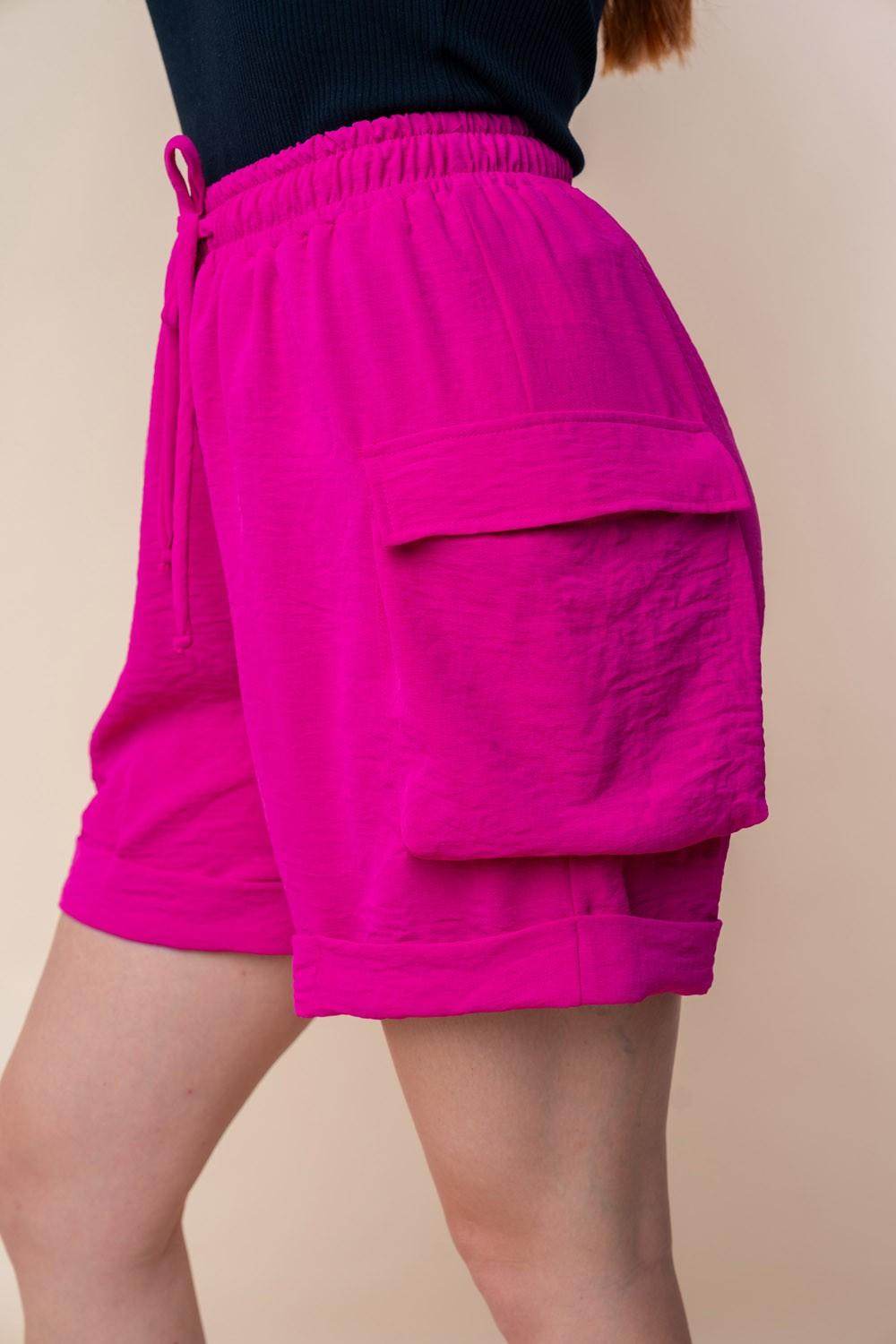 White Birch High Waisted Drawstring Knit Cargo Shorts for Women