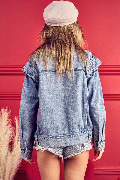 BiBi Button Up Long Sleeve Denim Jacket for Everyday Style