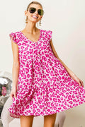 BiBi Leopard Cap Sleeve Tiered Mini Dress for Stylish Looks