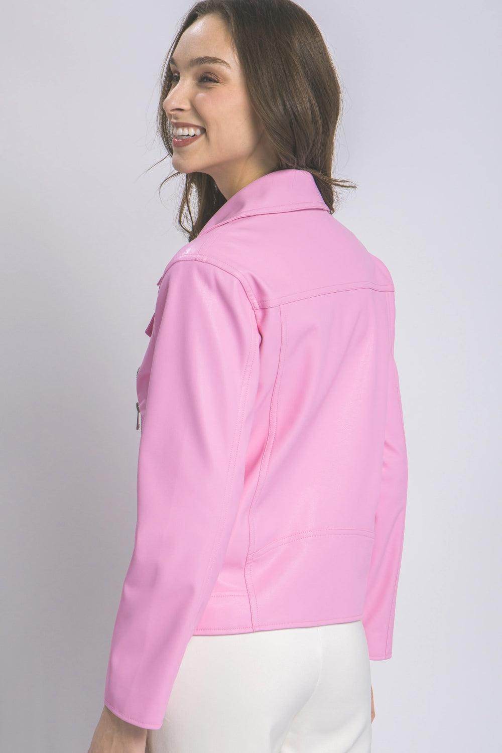 Love Tree Collared Neck Zip Up Jacket for Stylish Layering