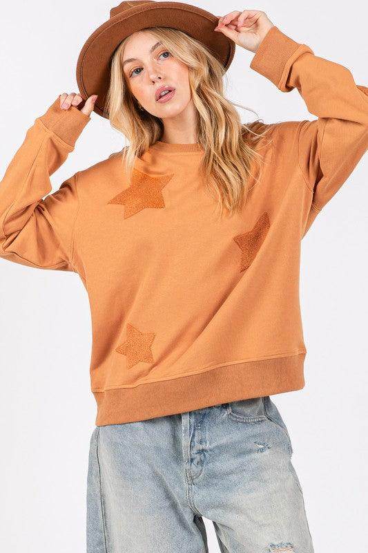 SAGE + FIG Star Patch Long Sleeve Sweatshirt for Women