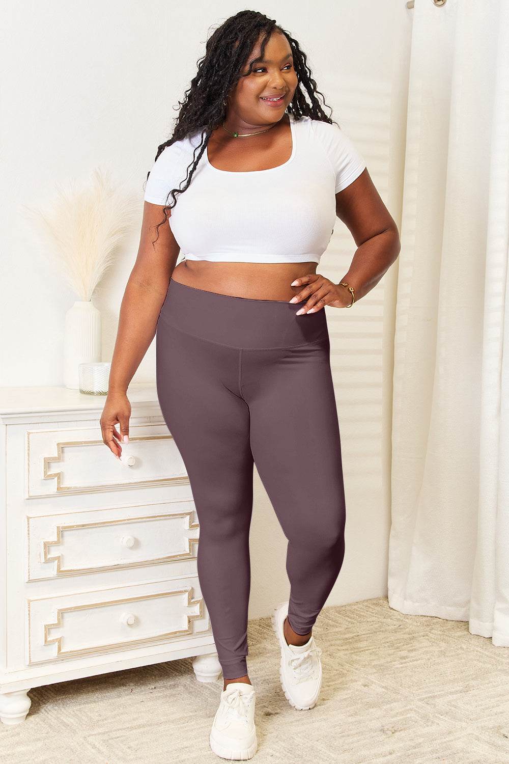 Double Take Wide Waistband Sports Leggings for Women